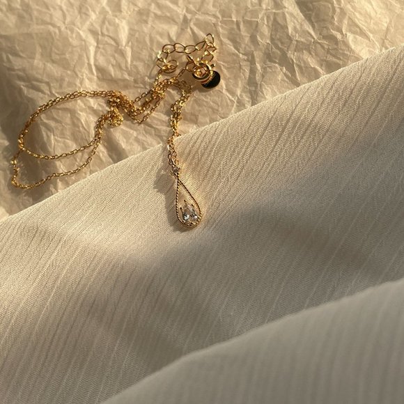 #NEW 925 Sterling Silver Diamond Waterdrop Necklace - Picture 5 of 6